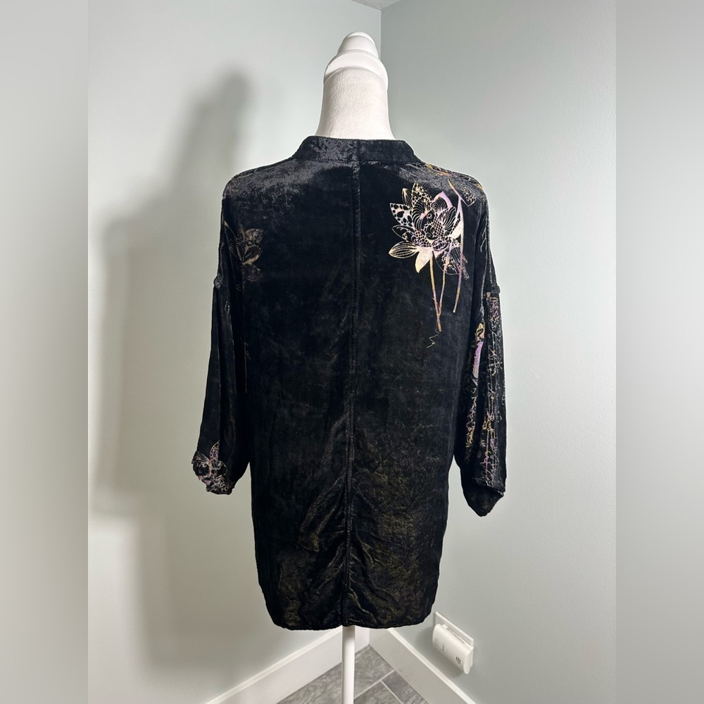 CITRON Silk Rayon Blend Burnout Velvet Kimono Topper Cardi Size XS - Picture 5 of 14